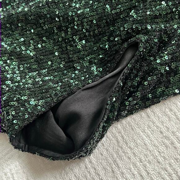 Cable & Gauge Green Sequin Dress Mini Medium M Short Sleeve for Special Ocassion - Picture 10 of 10